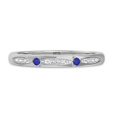 Photo of Mawar 1/10 Carat T.W. Sapphire and Diamond Ladies Wedding Band 10K White Gold [BT878WL]