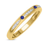 Photo of Mawar 1/10 Carat T.W. Sapphire and Diamond Ladies Wedding Band 10K Yellow Gold [BT878YL]