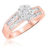 Photo of Annalise 1 1/10 CT. T.W. Diamond Round Cluster Bridal Set 10K Rose Gold [BT510RE-C000]