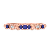 Photo of Garland 1/5 CT. T.W. Sapphire and Diamond Ladies Wedding Band 10K Rose Gold [BT879RL]