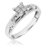 Photo of Willow 1/3 ct tw. Diamond Princess Cluster Engagement Ring 10K White Gold [BT525WE-C000]