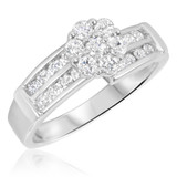 Photo of Annalise 1 1/10 CT. T.W. Diamond Round Cluster Bridal Set 10K White Gold [BT510WE-C000]
