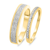 Photo of Camille 1/4 ct tw. Diamond Wedding Band Set 14K Yellow Gold [WB850Y]