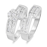 Photo of Annalise 1 1/10 CT. T.W. Diamond Round Cluster Bridal Set 14K White Gold [BR510W-C000]