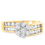 Photo of Annalise 1 1/10 CT. T.W. Diamond Round Cluster Bridal Set 14K Yellow Gold [BT510YE-C000]