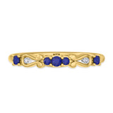 Photo of Garland 1/5 CT. T.W. Sapphire and Diamond Ladies Wedding Band 10K Yellow Gold [BT879YL]