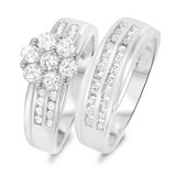 Photo of Kindred 1 1/6 CT. T.W. Diamond Round Cluster Bridal Set 10K White Gold [BR511W-C000]