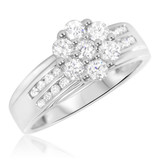 Photo of Kindred 1 1/6 CT. T.W. Diamond Round Cluster Bridal Set 10K White Gold [BT511WE-C000]