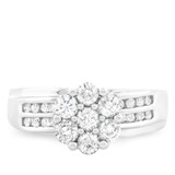Photo of Kindred 1 1/6 CT. T.W. Diamond Round Cluster Bridal Set 14K White Gold [BT511WE-C000]