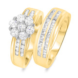 Photo of Kindred 1 1/6 CT. T.W. Diamond Round Cluster Bridal Set 14K Yellow Gold [BR511Y-C000]