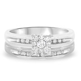 Photo of Farrah 3/8 CT. T.W. Diamond Princess Cluster Bridal Set 10K White Gold [BR513W-C000]