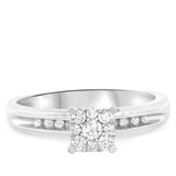 Photo of Farrah 3/8 CT. T.W. Diamond Princess Cluster Bridal Set 10K White Gold [BT513WE-C000]