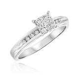 Photo of Farrah 3/8 CT. T.W. Diamond Princess Cluster Bridal Set 10K White Gold [BT513WE-C000]
