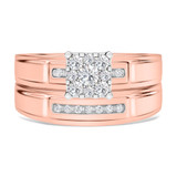 Photo of Boundless 1/2 CT. T.W. Diamond Princess Cluster Bridal Set 10K Rose Gold [BR518R-C000]