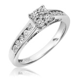 Photo of Arabella 1/2 ct tw. Diamond Princess Cluster Engagement Ring 10K White Gold [BT532WE-C000]