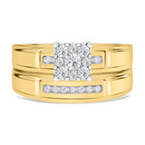Photo of Boundless 1/2 CT. T.W. Diamond Princess Cluster Bridal Set 10K Yellow Gold [BR518Y-C000]