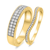 Photo of Alejo 5/8 ct tw. Diamond His and Hers Matching Wedding Band Set 10K Yellow Gold [WB856Y]