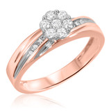 Photo of Adalyn 1/3 Carat T.W. Diamond Round Cluster Bridal Set 14K Rose Gold [BT519RE-C000]