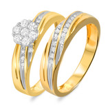 Photo of Adalyn 1/3 Carat T.W. Diamond Round Cluster Bridal Set 10K Yellow Gold [BR519Y-C000]