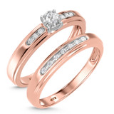 Photo of Effete 1/5 CT. T.W. Diamond Round Cluster Bridal Set 10K Rose Gold [BR521R-C000]