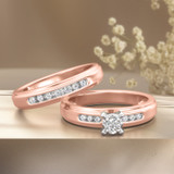 Photo of Effete 1/5 CT. T.W. Diamond Round Cluster Bridal Set 10K Rose Gold [BR521R-C000]