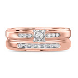 Photo of Effete 1/5 CT. T.W. Diamond Round Cluster Bridal Set 14K Rose Gold [BR521R-C000]