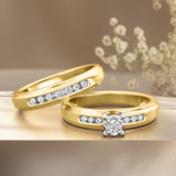 Photo of Effete 1/5 CT. T.W. Diamond Round Cluster Bridal Set 14K Yellow Gold [BR521Y-C000]