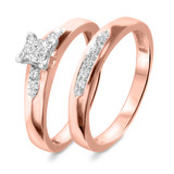 Photo of Amor 1/3 Carat T.W. Diamond Princess Cluster Bridal Set 14K Rose Gold [BR522R-C000]