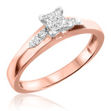 Photo of Amor 1/3 Carat T.W. Diamond Princess Cluster Bridal Set 14K Rose Gold [BT522RE-C000]