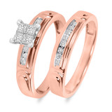 Photo of Willow 1/3 CT. T.W. Diamond Princess Cluster Bridal Set 10K Rose Gold [BR525R-C000]