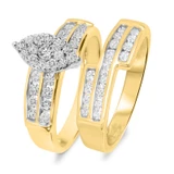 Photo of Marquis Nomadic 1 Carat T.W. Diamond Marquise Cluster Bridal Set 10K Yellow Gold [BR527Y-C000]