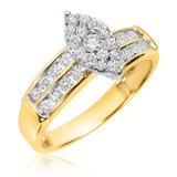 Photo of Marquis Nomadic 1 Carat T.W. Diamond Marquise Cluster Bridal Set 14K Yellow Gold [BT527YE-C000]