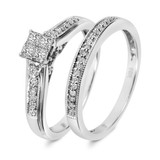 Photo of Princess Oshun 1/3 Carat T.W. Diamond Princess Cluster Bridal Set 10K White Gold [BR529W-C000]