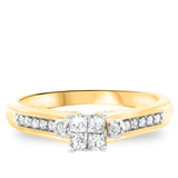 Photo of Princess Oshun 1/3 Carat T.W. Diamond Princess Cluster Bridal Set 10K Yellow Gold [BT529YE-C000]