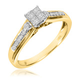 Photo of Princess Oshun 1/3 Carat T.W. Diamond Princess Cluster Bridal Set 10K Yellow Gold [BT529YE-C000]