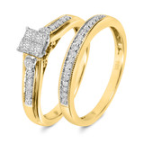 Photo of Princess Oshun 1/3 Carat T.W. Diamond Princess Cluster Bridal Set 14K Yellow Gold [BR529Y-C000]