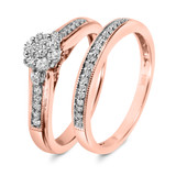 Photo of Oshun 1/3 CT. T.W. Diamond Round Cluster Bridal Set 14K Rose Gold [BR530R-C000]