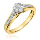 Photo of Oshun 1/3 CT. T.W. Diamond Round Cluster Bridal Set 10K Yellow Gold [BT530YE-C000]