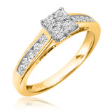 Photo of Arabella 7/8 CT. T.W. Diamond Princess Cluster Bridal Set 10K Yellow Gold [BT532YE-C000]