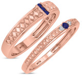 Photo of Manuka 1/5 CT. T.W. Sapphire and Diamond Matching Wedding Band Set 14K Rose Gold [WB867R]
