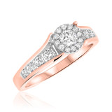Photo of Bonny 1 1/2 CT. T.W. Diamond Round Cluster Bridal Set 10K Rose Gold [BT533RE-C000]