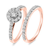 Photo of Luna 1 CT. T.W. Diamond Round Cluster Bridal Set 14K Rose Gold [BR535R-C000]