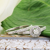 Photo of Luna 1 CT. T.W. Diamond Round Cluster Bridal Set 14K White Gold [BR535W-C000]