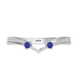 Photo of Clema 1/4 CT. T.W. Sapphire and Diamond Matching Wedding Band Set 10K White Gold [BT868WL]