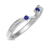 Photo of Clema 1/4 CT. T.W. Sapphire and Diamond Matching Wedding Band Set 10K White Gold [BT868WL]