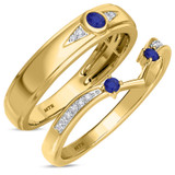 Photo of Clema 1/4 Carat T.W. Sapphire and Diamond Matching Wedding Band Set 10K Yellow Gold [WB868Y]