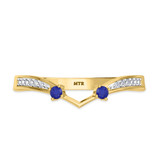 Photo of Clema 1/4 Carat T.W. Sapphire and Diamond Matching Wedding Band Set 14K Yellow Gold [BT868YL]