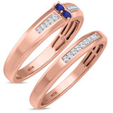 Photo of Chrisoula 1/6 Carat T.W. Sapphire and Diamond Matching Wedding Band Set 14K Rose Gold [WB869R]