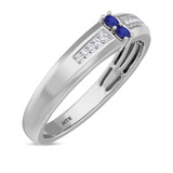 Photo of Chrisoula 1/6 CT. T.W. Sapphire and Diamond Matching Wedding Band Set 10K White Gold [BT869WM]