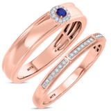 Photo of Delphine 1/3 CT. T.W. Sapphire and Diamond Matching Wedding Band Set 10K Rose Gold [WB871R]